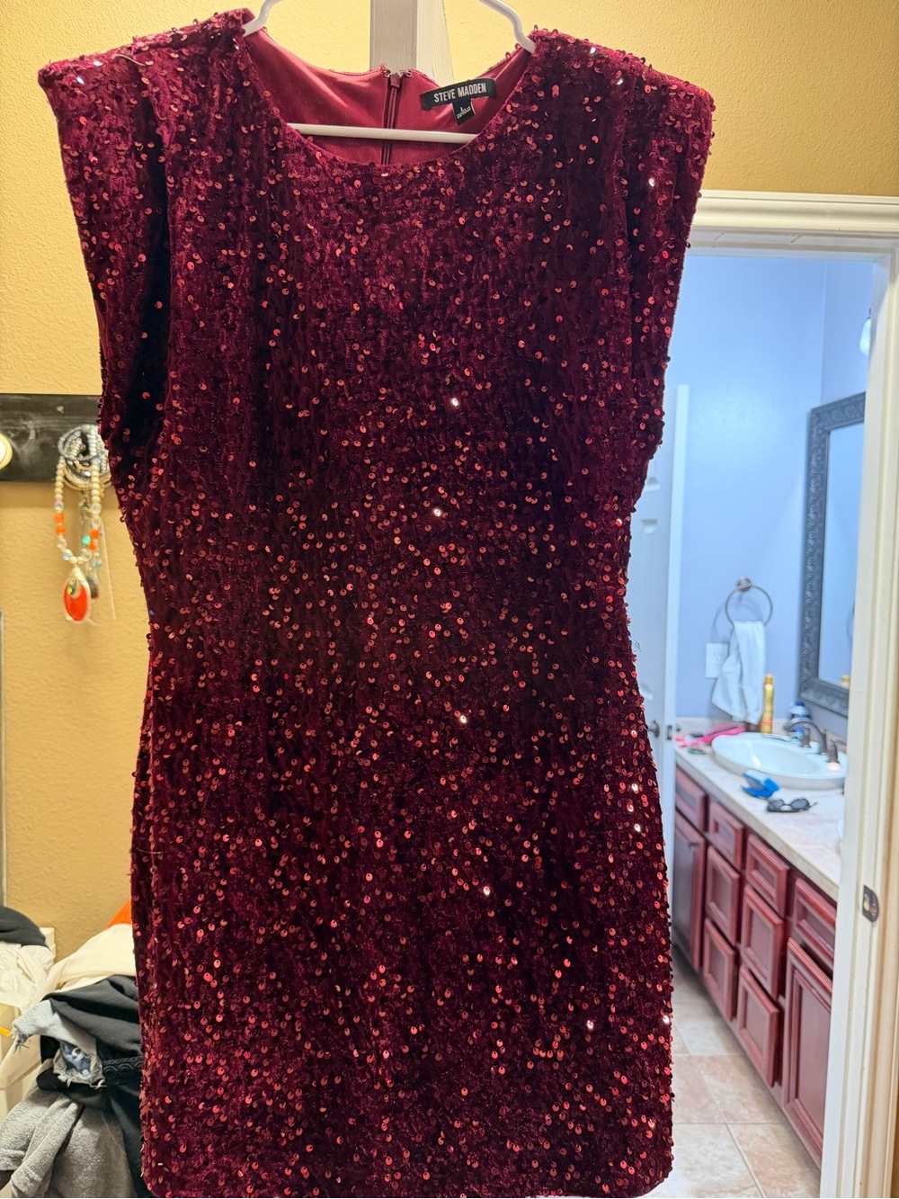 Steve Madden Burgundy Sequin Mini Dress